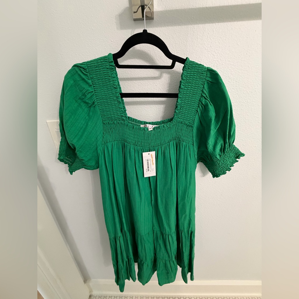 Joy Joy Vibrant Green Smocked Dress